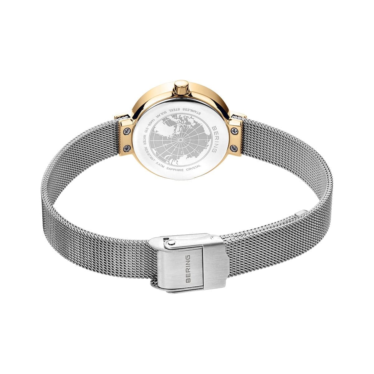 BERING Solar Polished Gold 26mm White Dial Women's Watch 14426-010