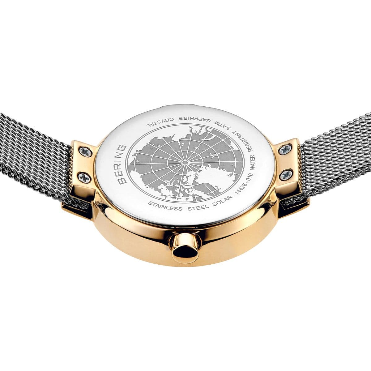 BERING Solar Polished Gold 26mm White Dial Women's Watch 14426-010