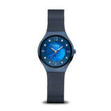 BERING Solar Polished Blue 27mm Blue Mother of Pearl Women's Watch 14427-393