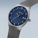 BERING Solar Brushed Silver 40mm Blue Dial Men's Watch 14440-007