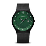BERING Solar Brushed Black 40mm Green Dial Men's Watch 14440-229