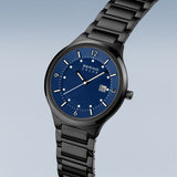 BERING Solar Polished/Brushed Black 42mm Blue Dial Men's Watch 14442-727