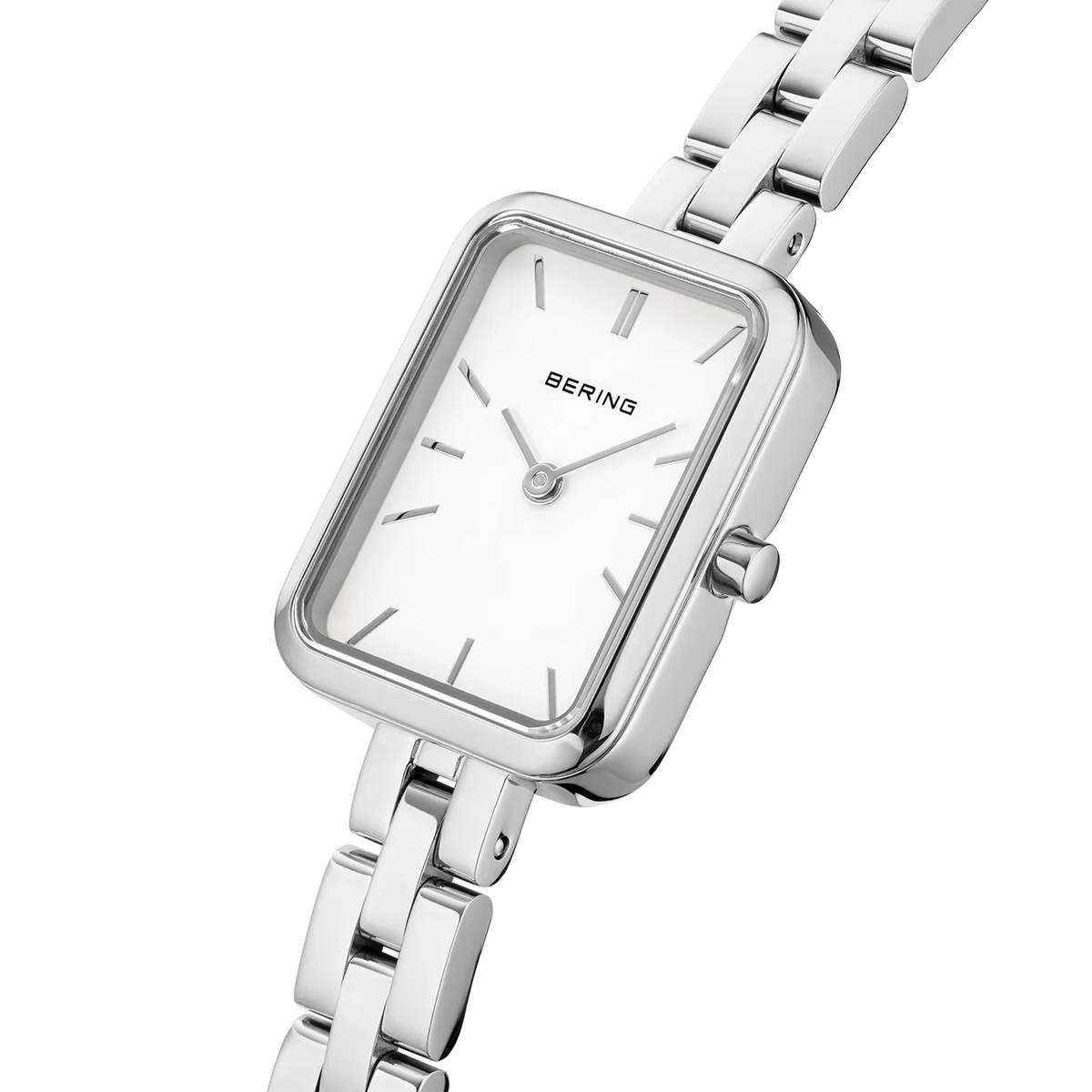 BERING Rectangular Link Watch Silver 20mm White Dial Women's Watch 14520-700