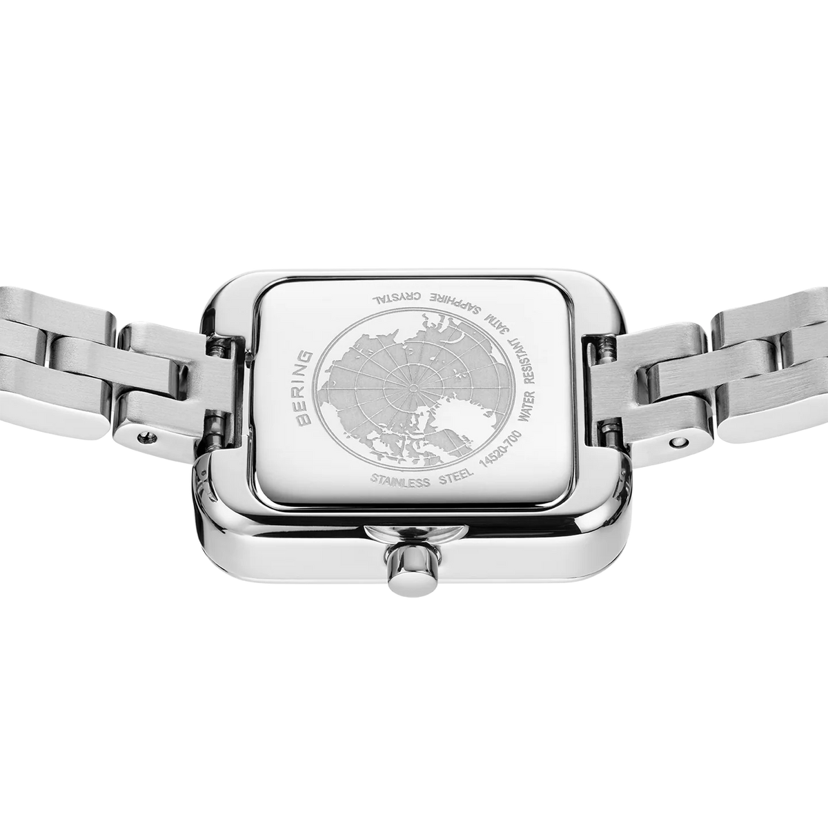 BERING Rectangular Link Watch Silver 20mm White Dial Women's Watch 14520-700