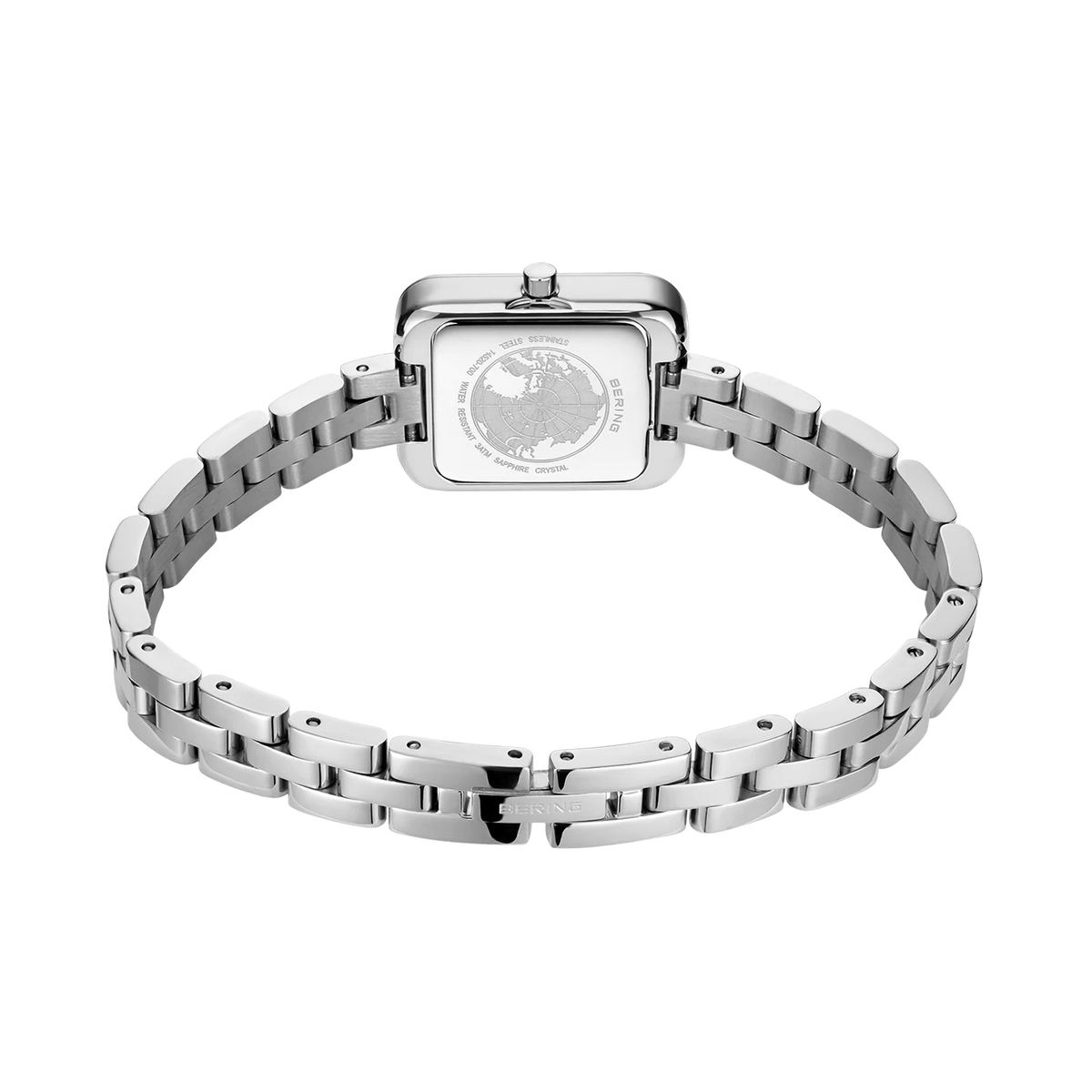 BERING Rectangular Link Watch Silver 20mm White Dial Women's Watch 14520-700