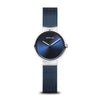 BERING Classic Polished Silver 26mm Blue Sunray Dial Women's Watch 14526-307