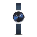 BERING Classic Polished Silver 26mm Blue Sunray Dial Women's Watch 14526-307