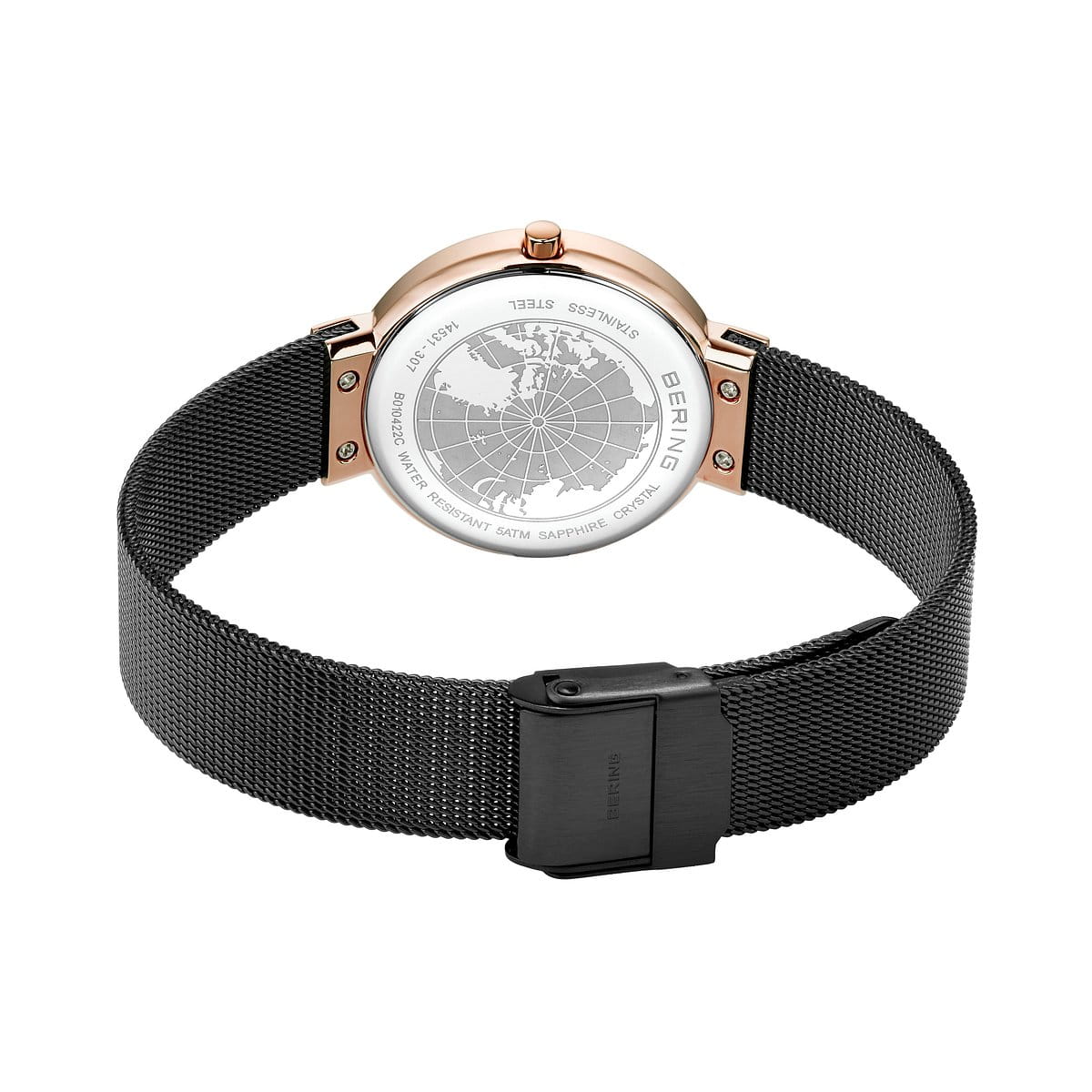 BERING Classic Polished/Brushed Rose Gold 31mm Black Dial Women's Watch 14531-166
