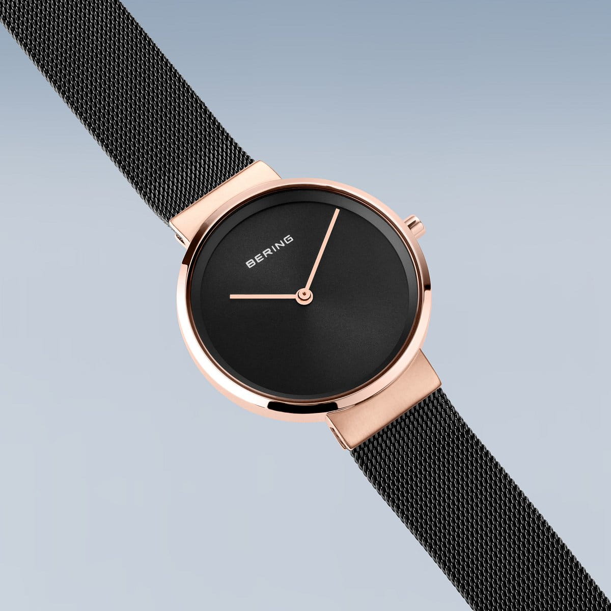 BERING Classic Polished/Brushed Rose Gold 31mm Black Dial Women's Watch 14531-166