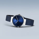 BERING Classic Polished/Brushed Silver 31mm Blue Sunray Dial Women's Watch 14531-307