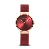 BERING Classic Polished/Brushed Rose Gold 31mm Red Sunray Women's Watch 14531-363G