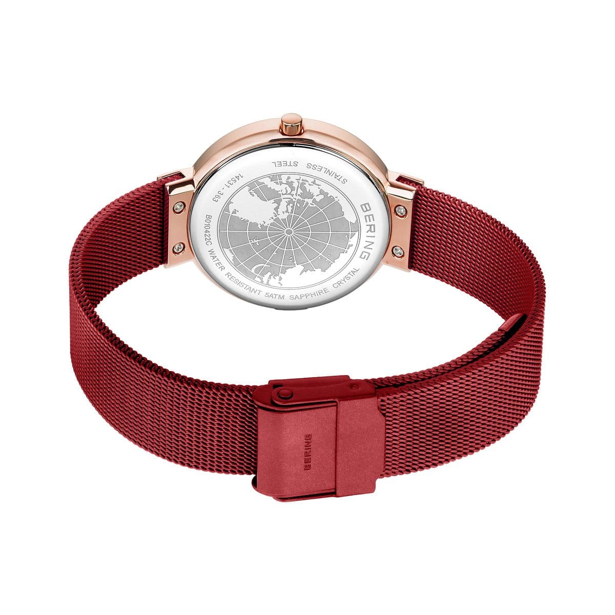 BERING Classic Polished/Brushed Rose Gold 31mm Red Sunray Women's Watch 14531-363G