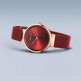 BERING Classic Polished/Brushed Rose Gold 31mm Red Sunray Women's Watch 14531-363G