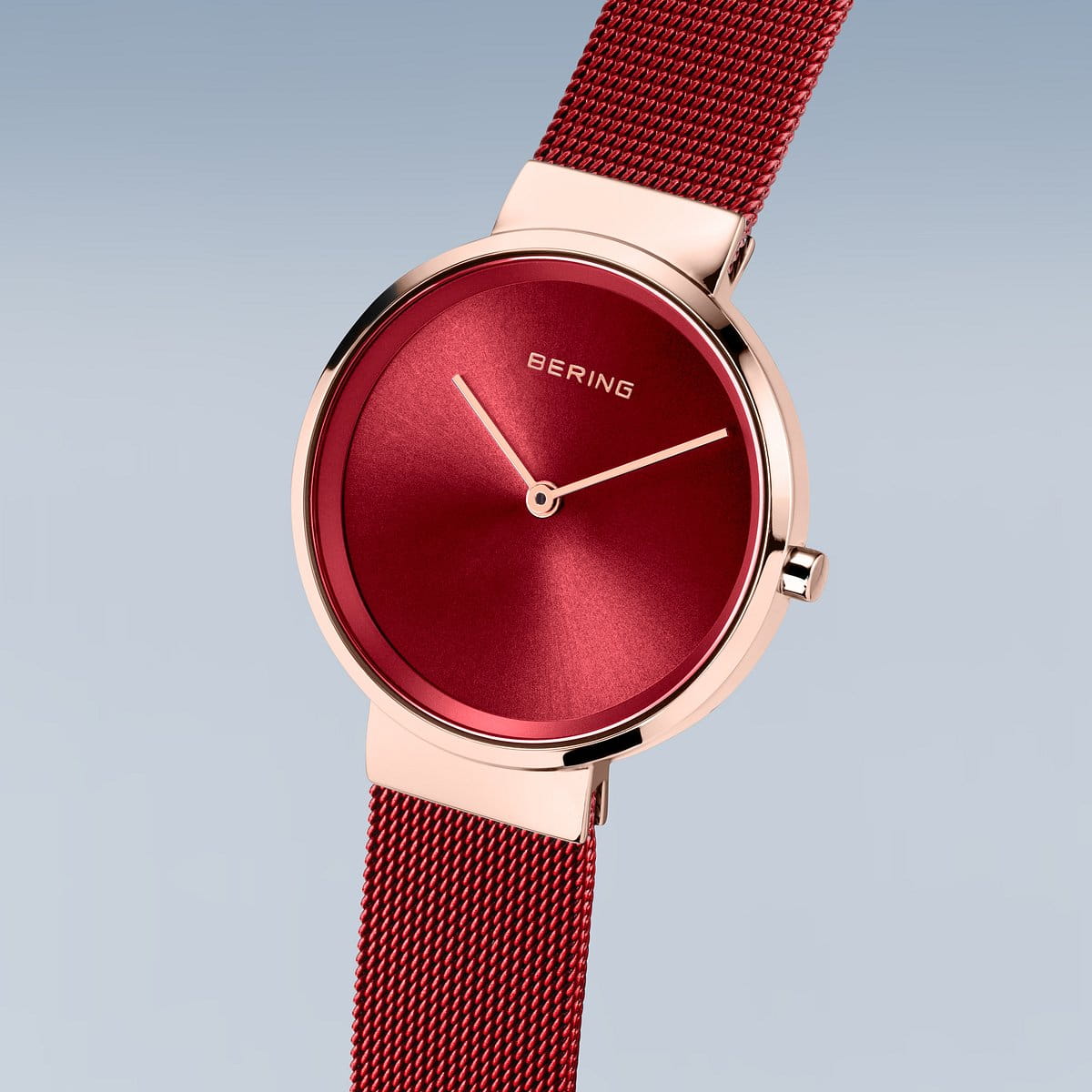 BERING Classic Polished/Brushed Rose Gold 31mm Red Sunray Women's Watch 14531-363G