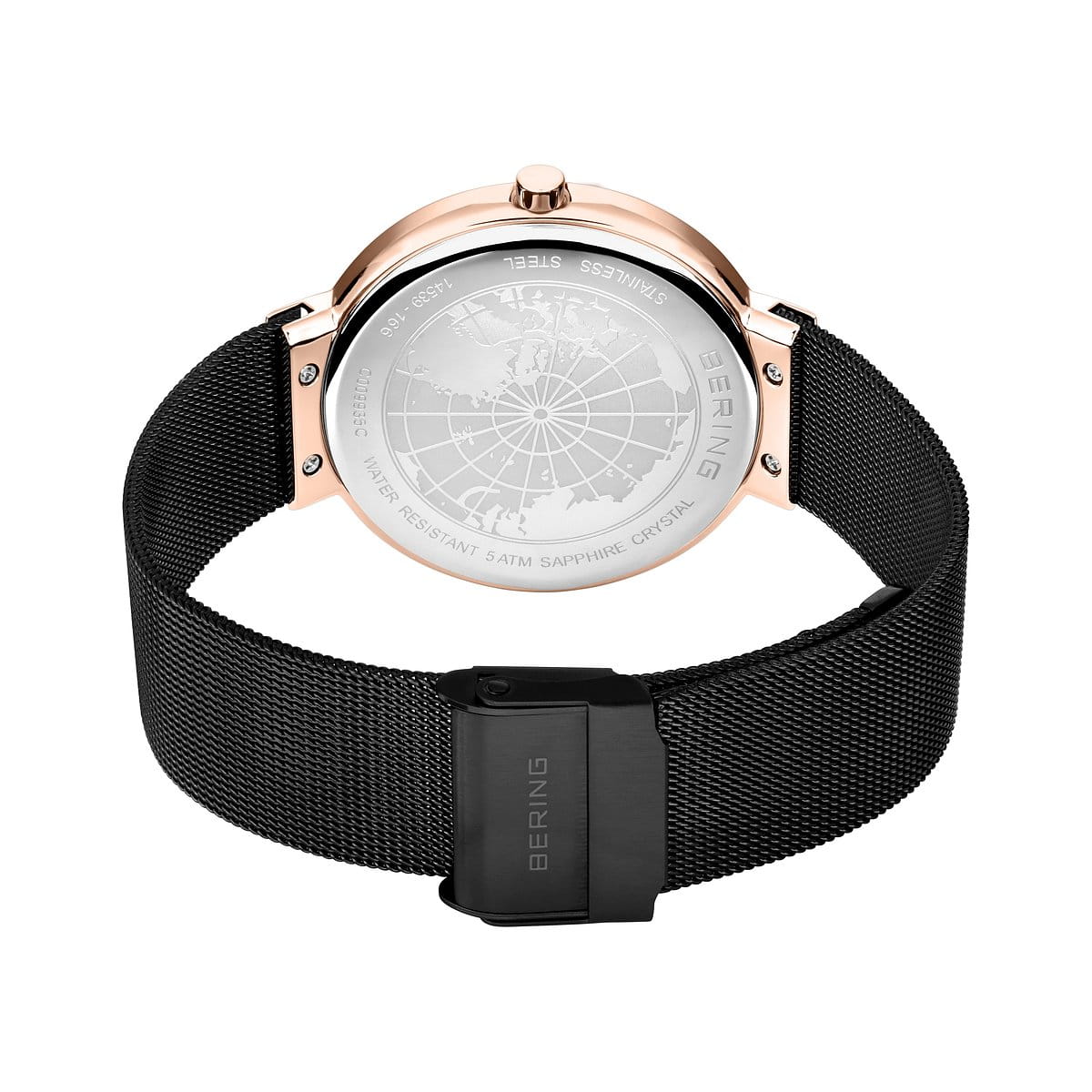 BERING Classic Polished/Brushed Rose Gold 39mm Black Dial Unisex Watch 14539-166