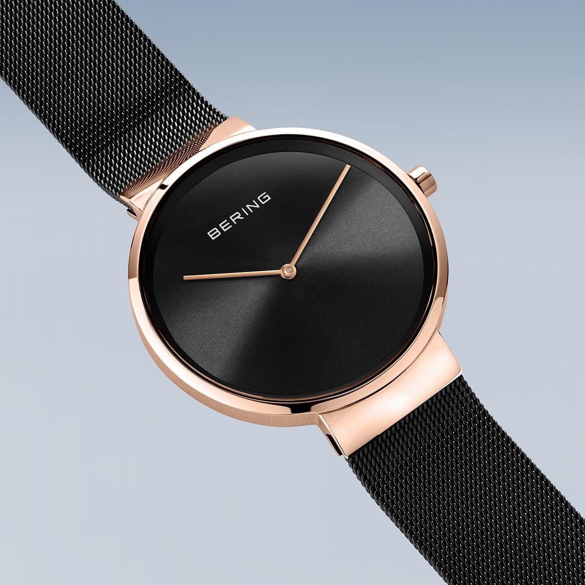 BERING Classic Polished/Brushed Rose Gold 39mm Black Dial Unisex Watch 14539-166
