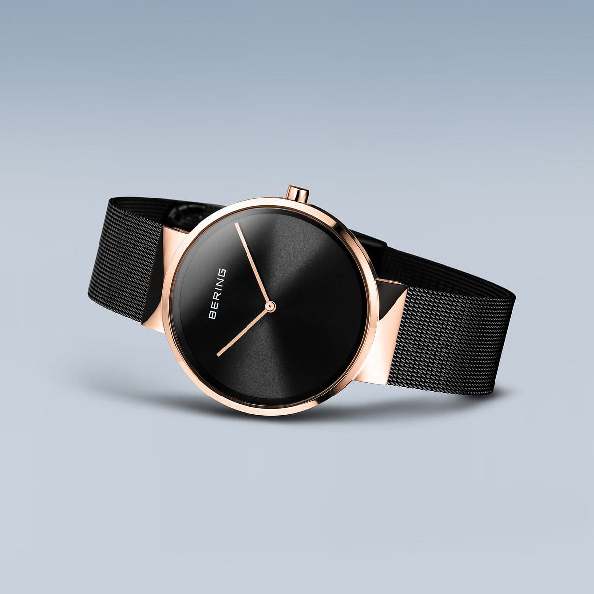 BERING Classic Polished/Brushed Rose Gold 39mm Black Dial Unisex Watch 14539-166