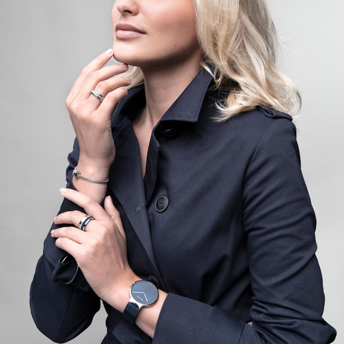 BERING Classic Polished Silver Blue 39mm Blue Sunray Dial Unisex Watch 14539-307