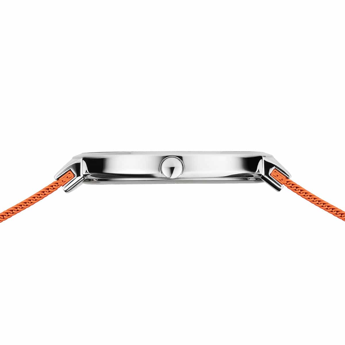 BERING Classic Polished Silver 39mm Orange Sunray Dial Unisex Watch 14539-505