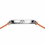 BERING Classic Polished Silver 39mm Orange Sunray Dial Unisex Watch 14539-505