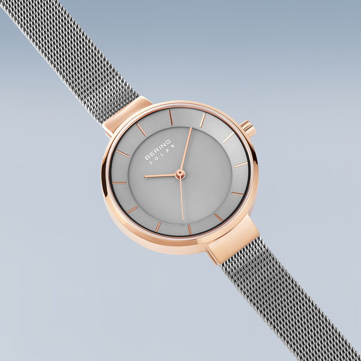 BERING Solar Polished Rose Gold 31mm Grey Dial Women's Watch 14631-369