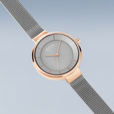 BERING Solar Polished Rose Gold 31mm Grey Dial Women's Watch 14631-369