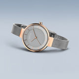BERING Solar Polished Rose Gold 31mm Grey Dial Women's Watch 14631-369