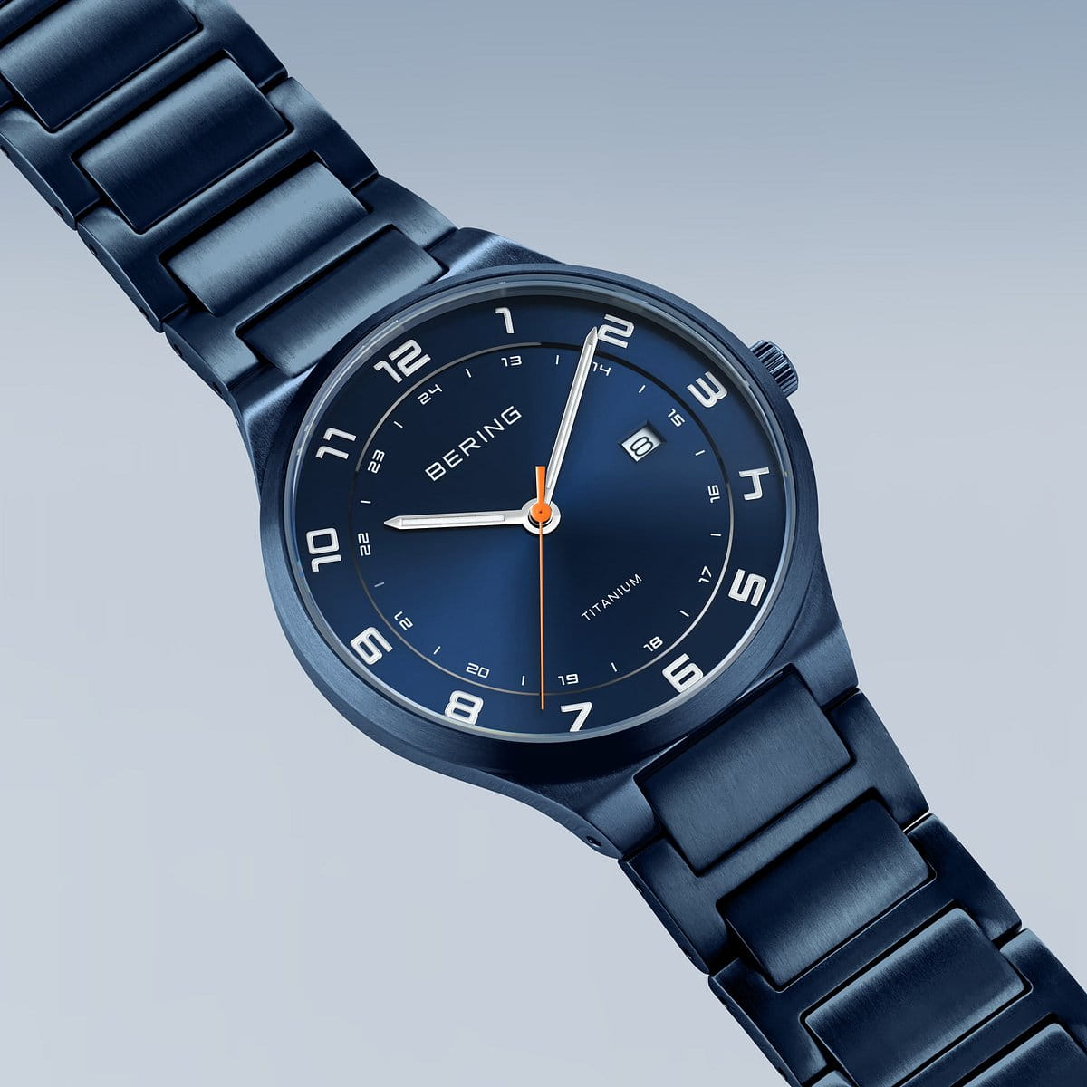 BERING Titanium Brushed Blue 40mm Blue Sunray Dial Men's Watch 15139-797