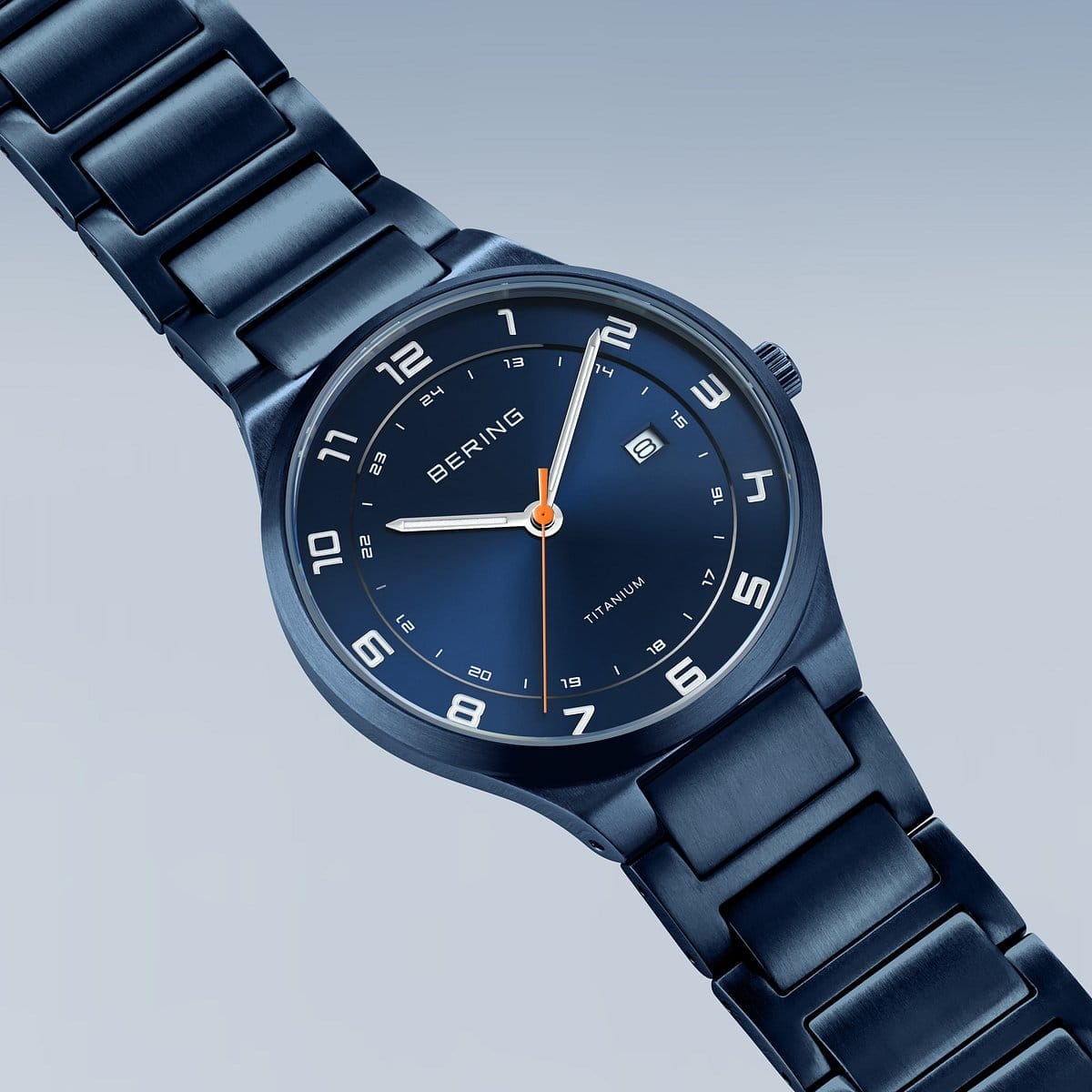 BERING Titanium Brushed Blue 40mm Blue Sunray Dial Men's Watch 15139-797