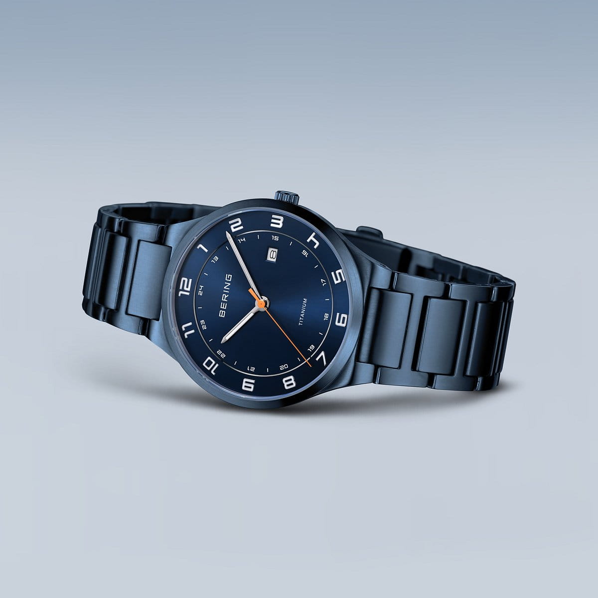 BERING Titanium Brushed Blue 40mm Blue Sunray Dial Men's Watch 15139-797