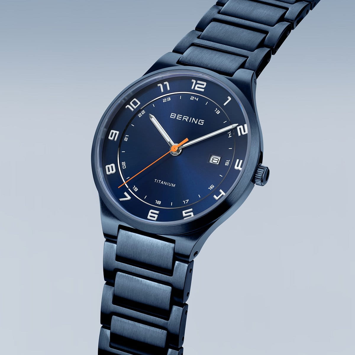 BERING Titanium Brushed Blue 40mm Blue Sunray Dial Men's Watch 15139-797