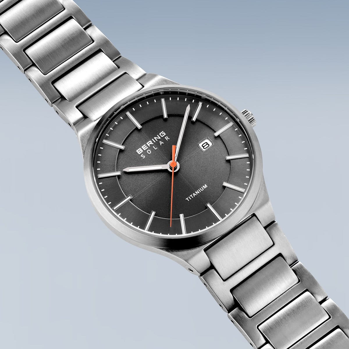 BERING Solar Brushed Silver 39mm Grey Dial Men's Watch 15239-779