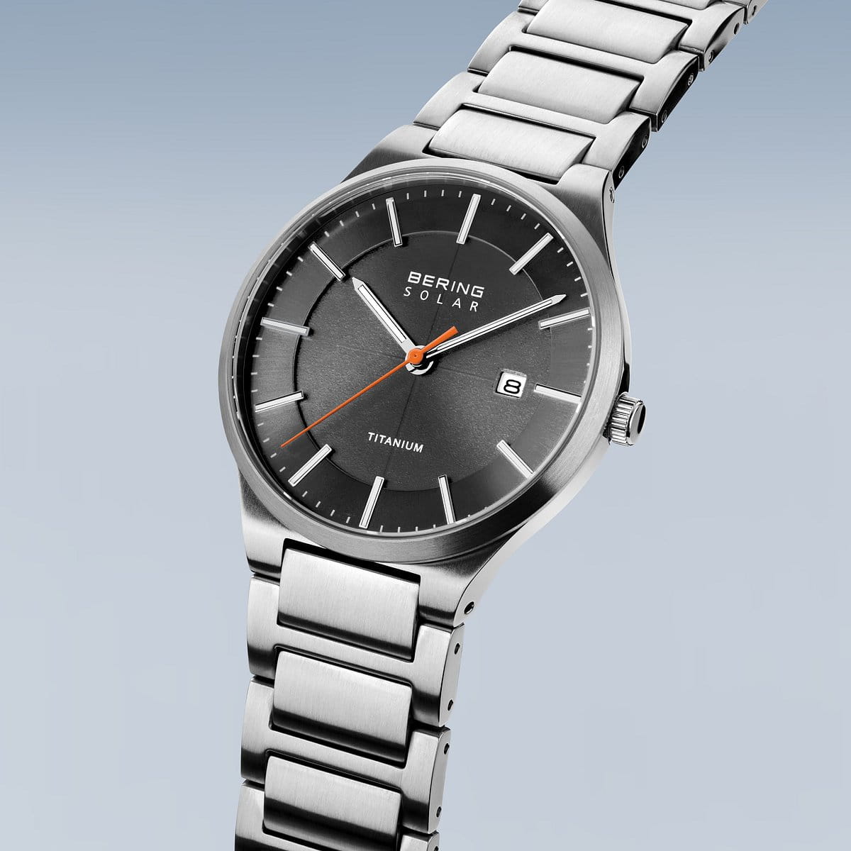 BERING Solar Brushed Silver 39mm Grey Dial Men's Watch 15239-779