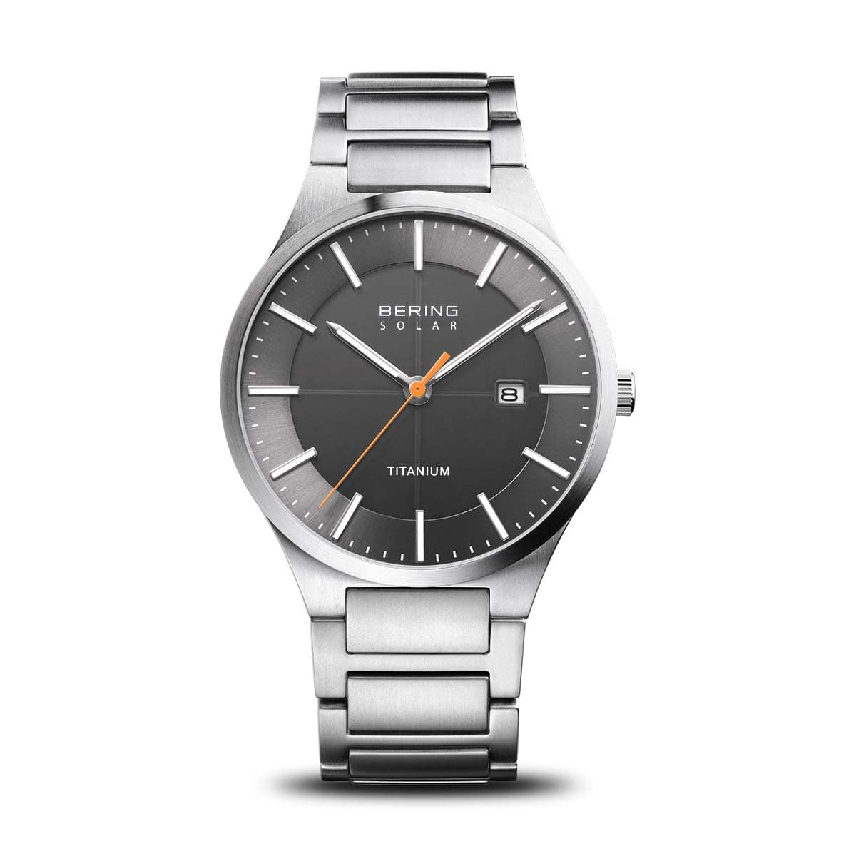 BERING Solar Brushed Silver 39mm Grey Dial Men's Watch 15239-779