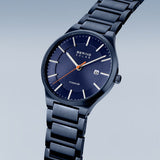 BERING Titanium Brushed Blue 39mm Blue Dial Men's Watch 15239-797