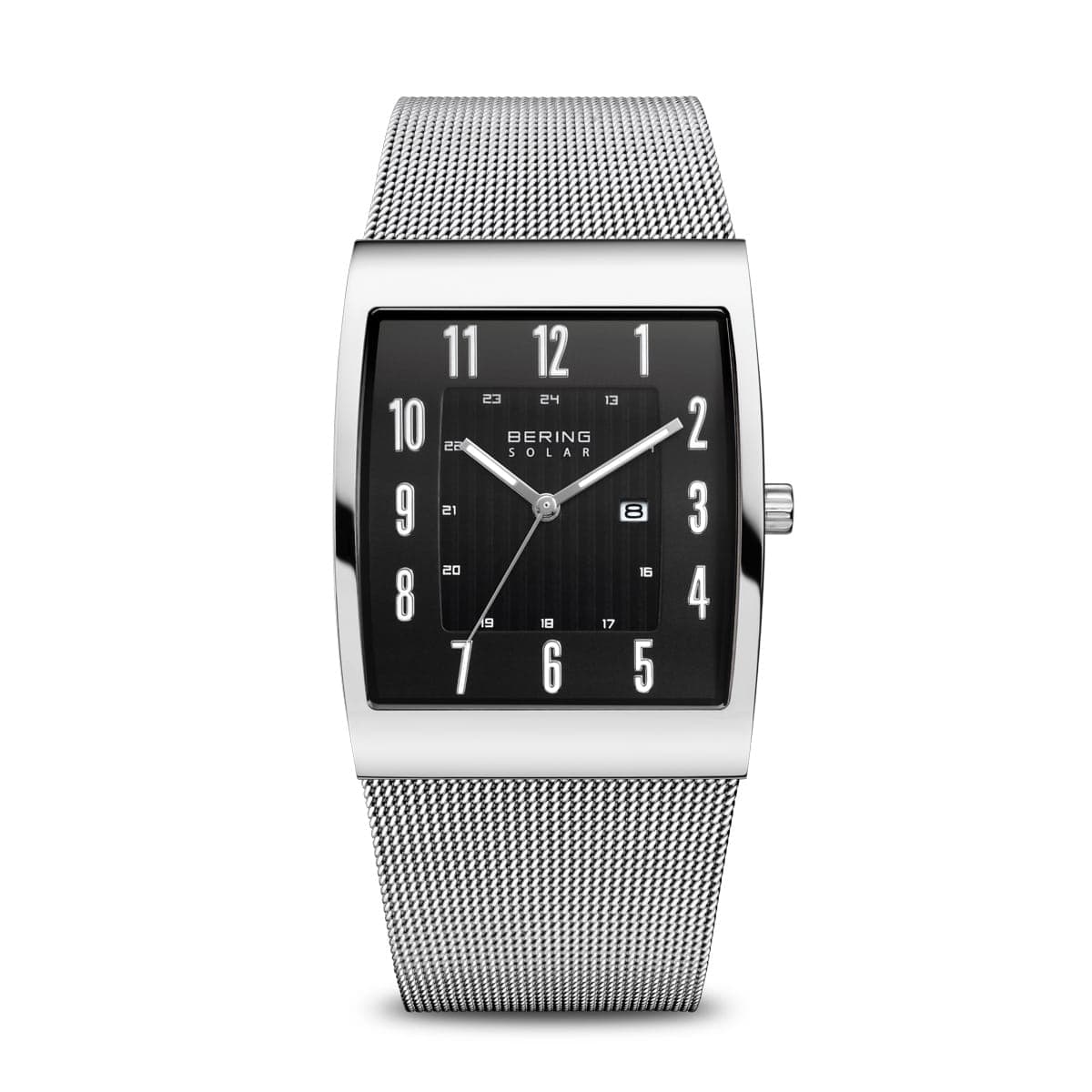 BERING Solar Polished Silver 33mm Black Dial Men's Watch 16433-002
