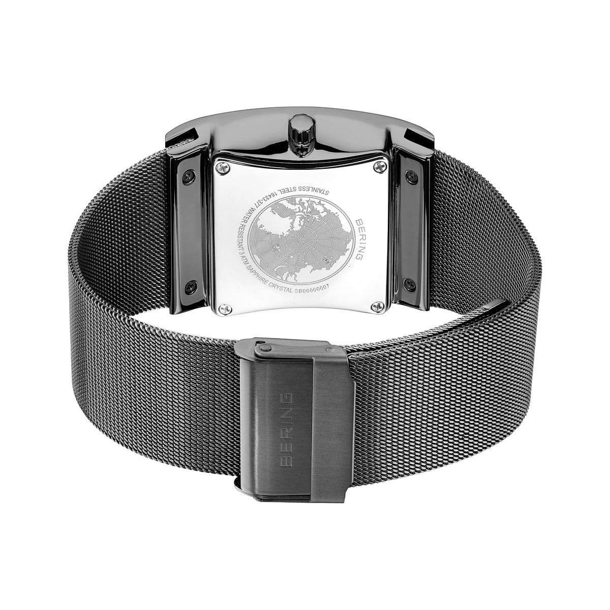 BERING Solar Polished Grey 33mm Black Dial Men's Watch 16433-377