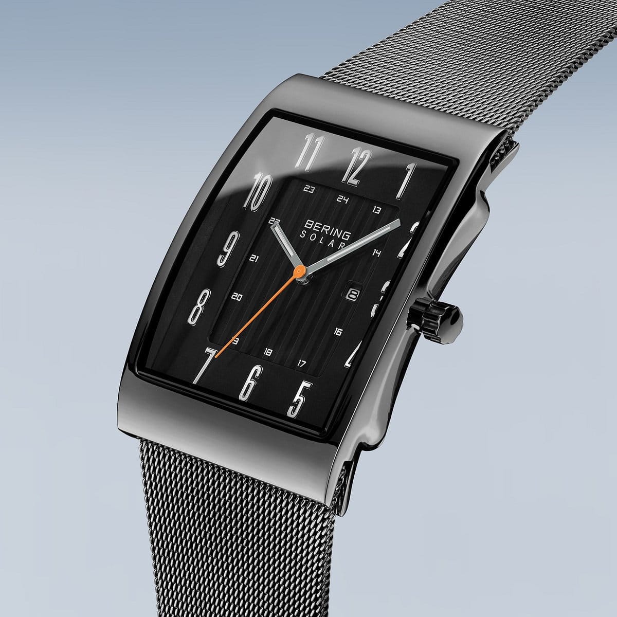 BERING Solar Polished Grey 33mm Black Dial Men's Watch 16433-377