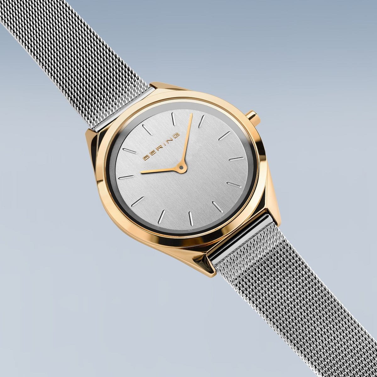 BERING Ultra Slim Polished Gold 31mm Silver Dial Women's Watch 17031-010