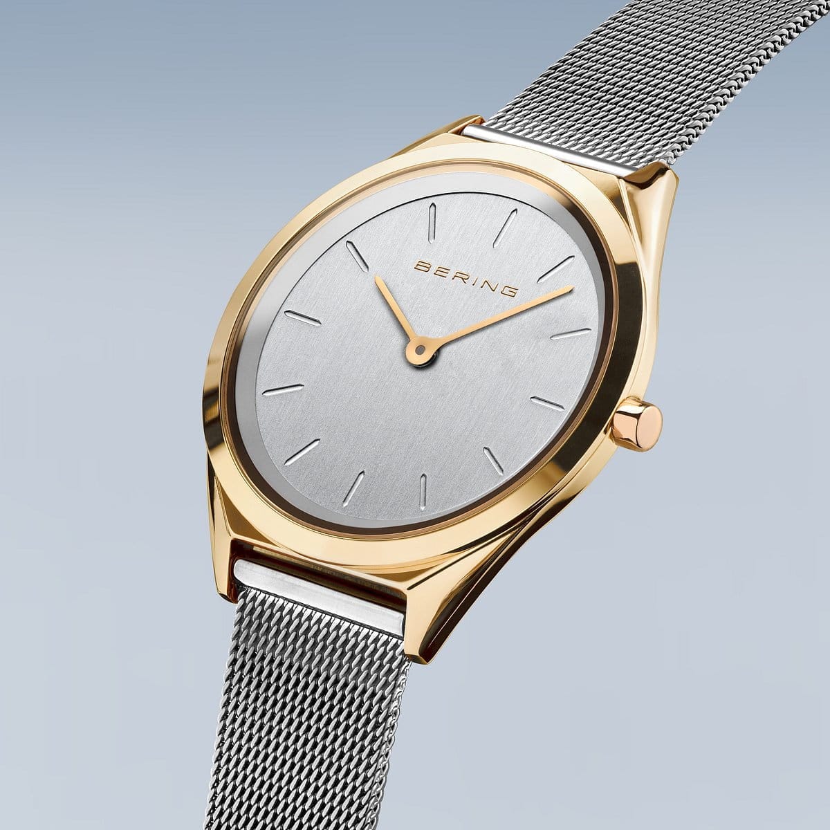 BERING Ultra Slim Polished Gold 31mm Silver Dial Women's Watch 17031-010
