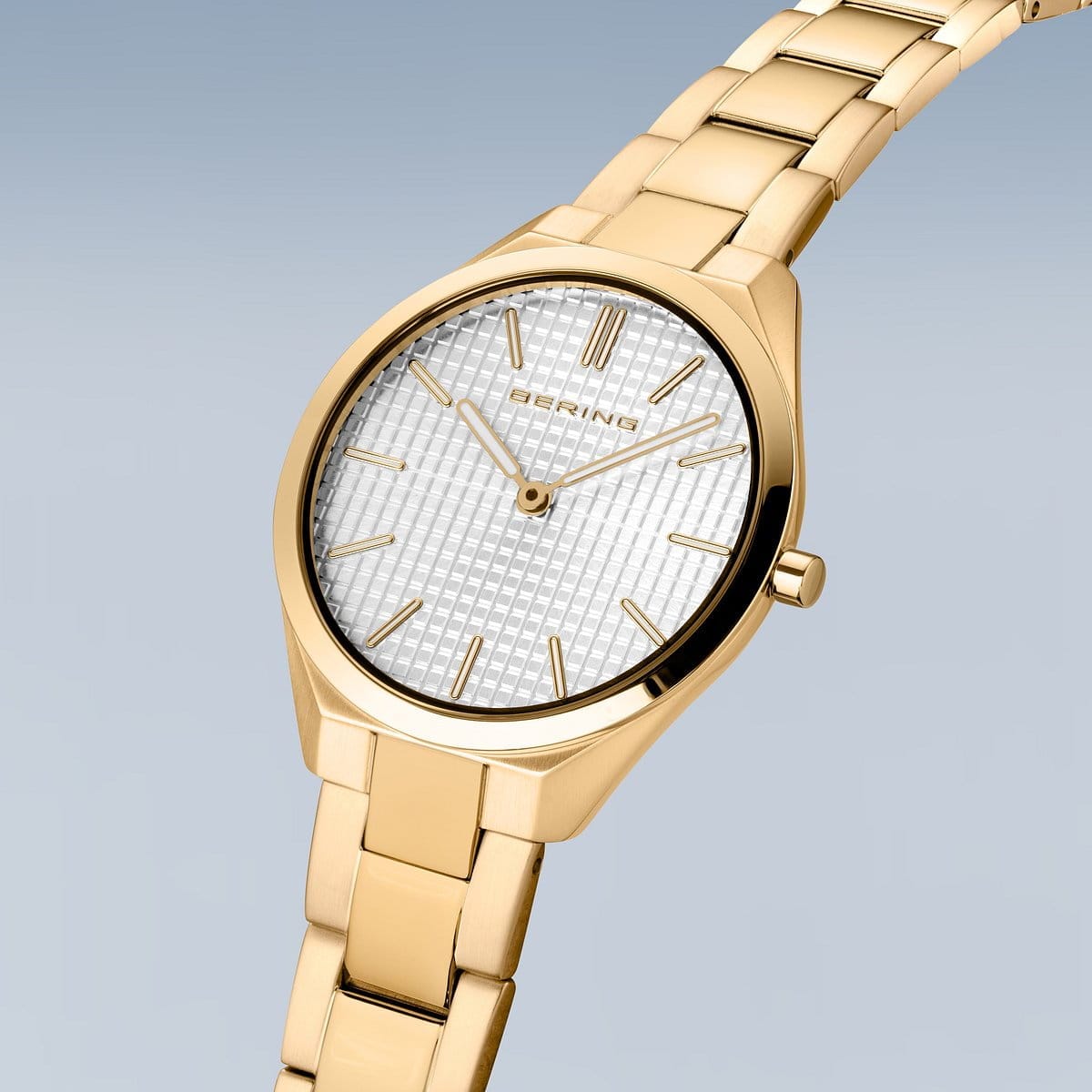 BERING Ultra Slim Polished/Brushed Gold 31mm White Dial Women's Watch 17231-734