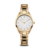 BERING Ultra Slim Polished/Brushed Gold 31mm White Dial Women's Watch 17231-734
