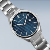 BERING Ultra Slim Polished/Brushed Silver 40mm Blue Sunray Dial Men's Watch 17240-707