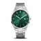 BERING Ultra Slim Polished/Brushed Silver 40mm Green Sunray Dial Men's Watch 17240-708