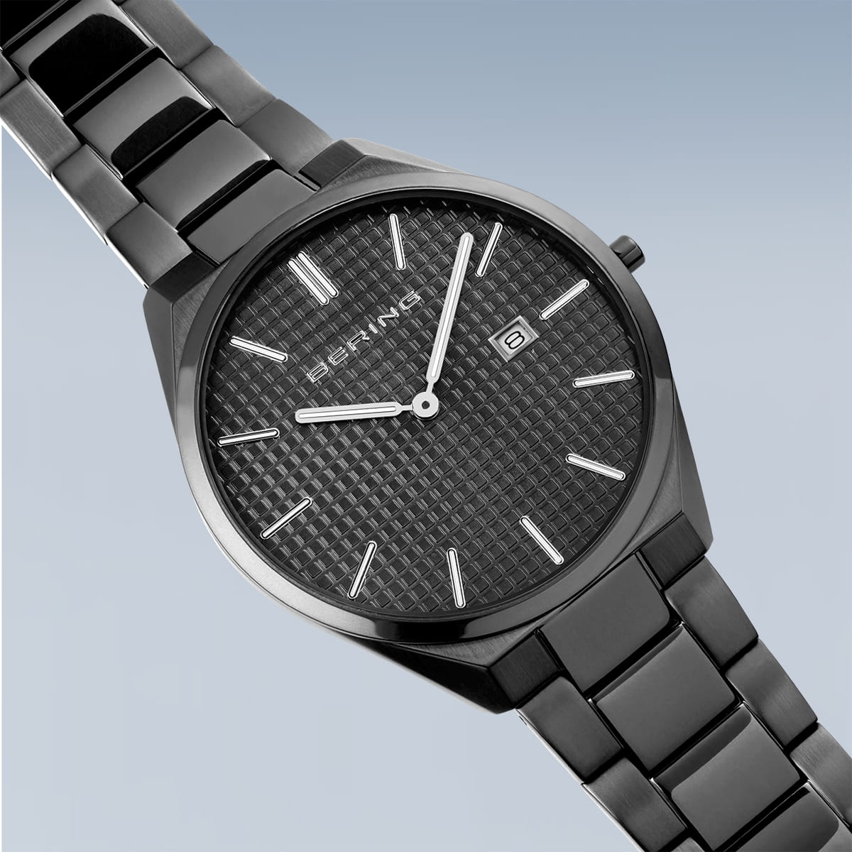BERING Ultra Slim Polished/Brushed Grey 40mm Grey Sunray Dial Men's Watch 17240-777