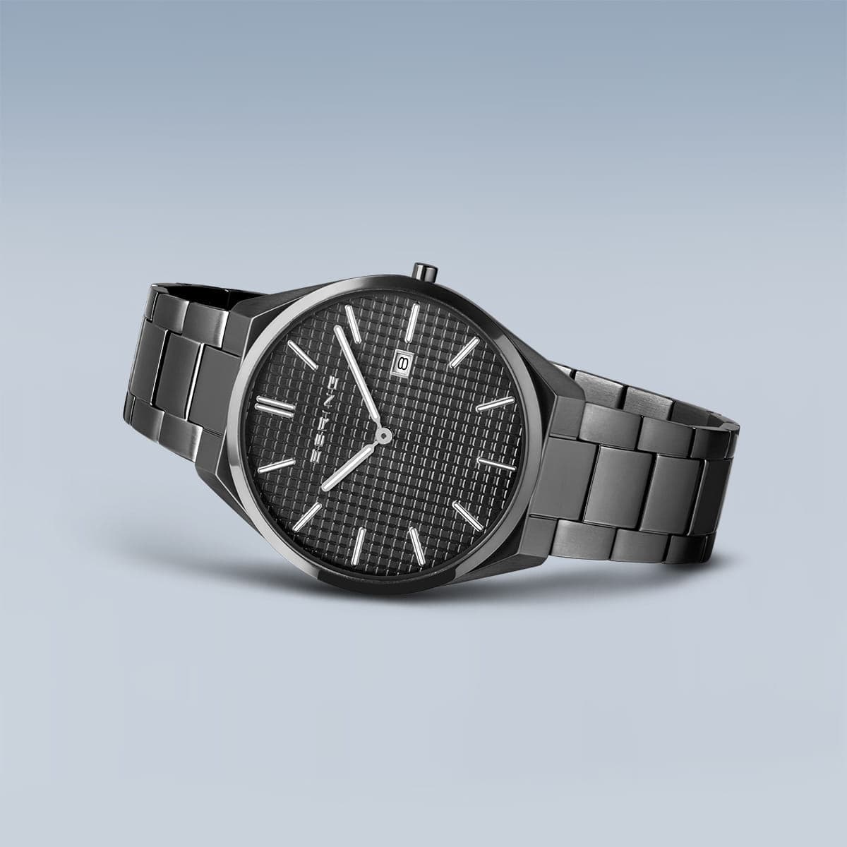 BERING Ultra Slim Polished/Brushed Grey 40mm Grey Sunray Dial Men's Watch 17240-777