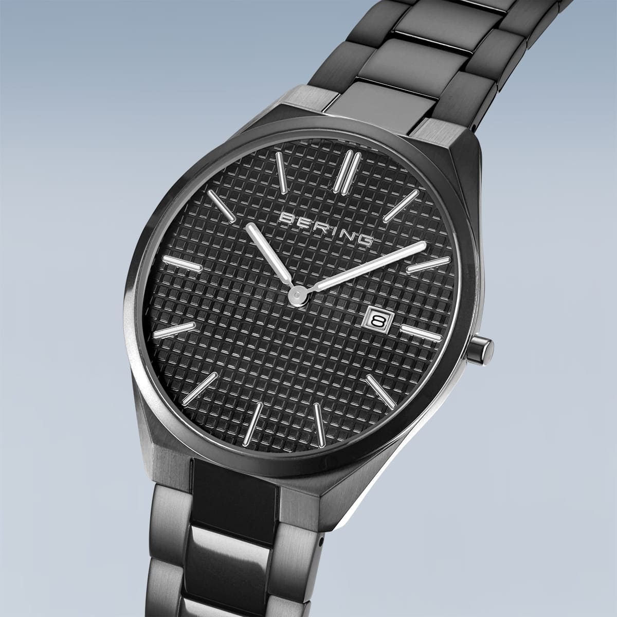BERING Ultra Slim Polished/Brushed Grey 40mm Grey Sunray Dial Men's Watch 17240-777