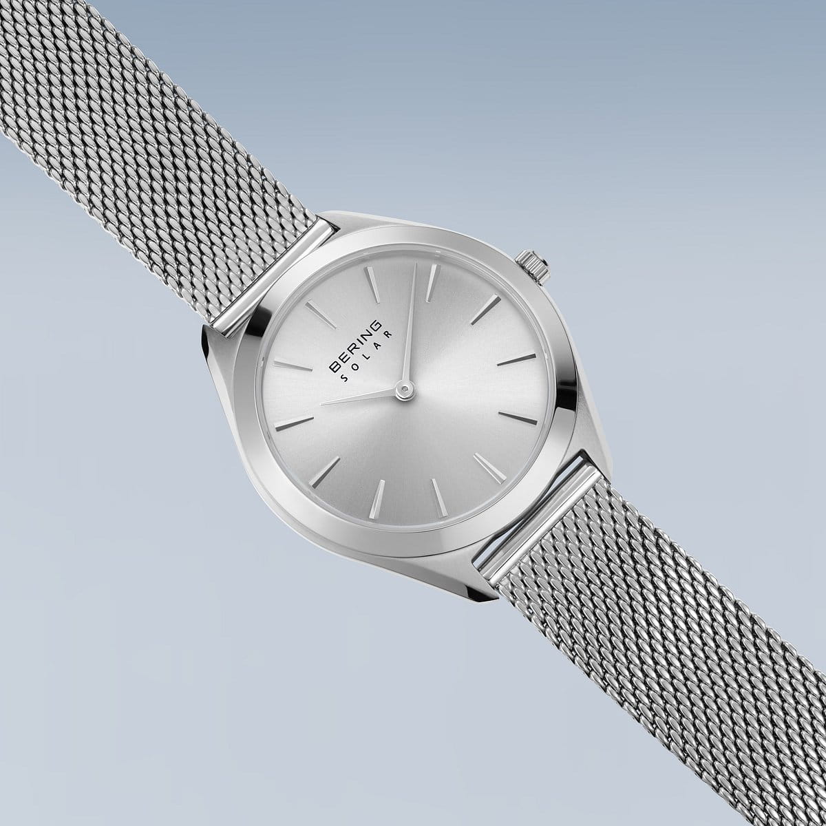 BERING Solar Polished Silver 35mm Silver Sunray Dial Women's Watch 17331-000
