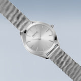 BERING Solar Polished Silver 35mm Silver Sunray Dial Women's Watch 17331-000