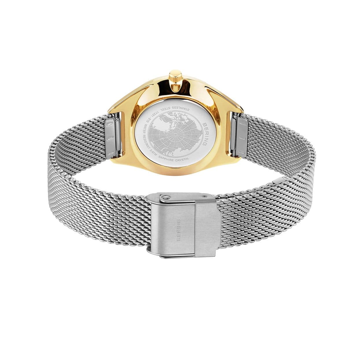 BERING Solar Polished Gold 35mm White Sunray Dial Women's Watch 17331-010